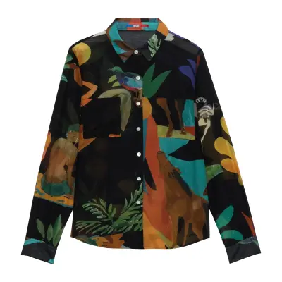 Chemise en coton et soie Nero frutad - G.Kero — photo 1