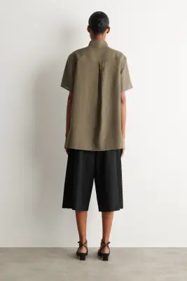 CHEMISE FLUIDE À COL MONTANT - BRUN CLAIR — photo 4
