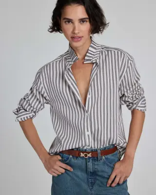 Chemise Nora rayures blanc et bordeaux — photo 1