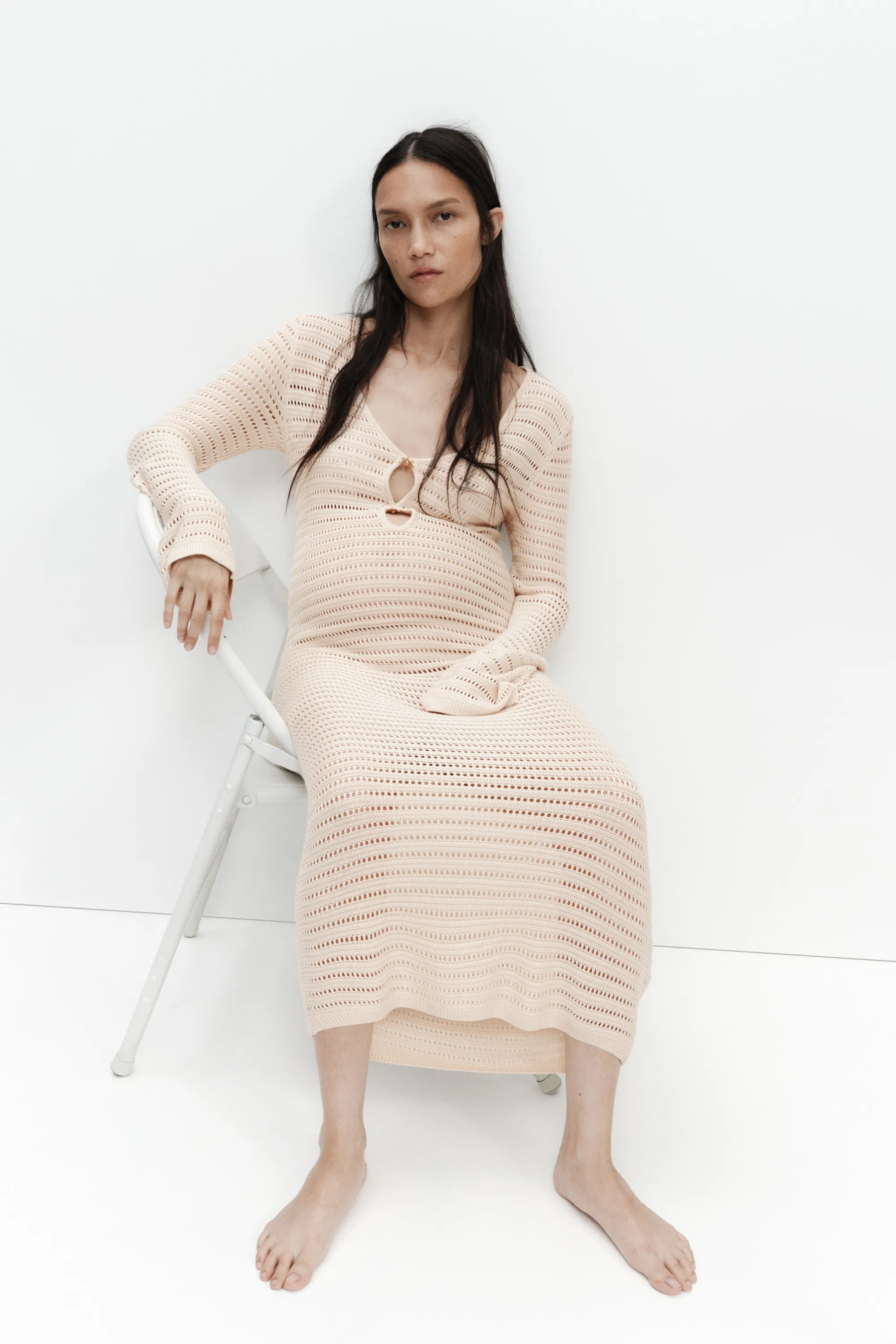 MAMA Robe façon crochet - Beige clair