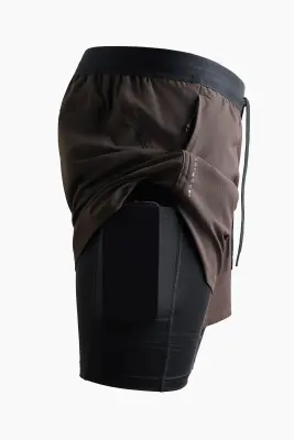 Short de sport superposé DryMove™ - Marron — photo 5