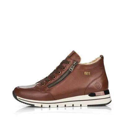Baskets Montantes Remonte R6770-23 Marron - Cuir Lacets Zip Imperméable Grande Pointure Femme — photo 2