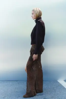 Jupe maxi à volants ruchés - Marron/motif — photo 3
