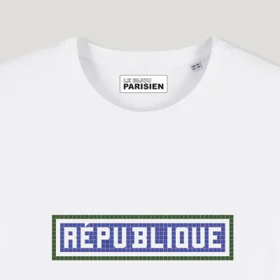 TEE SHIRT COTON BIO IMPRIMÉ - RÉPUBLIQUE - BLANC — photo 2