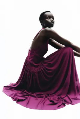 Robe en mousseline avec dentelle - Violet prune — photo 2