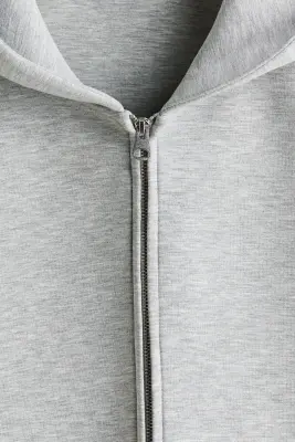 Veste à capuche zippée Oversized Fit en scuba - Gris clair chiné — photo 5