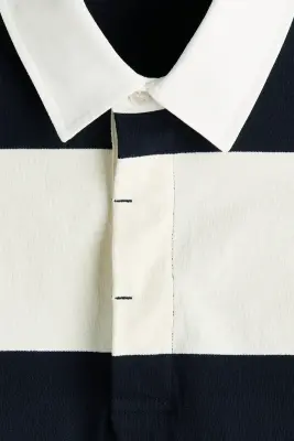 Polo de rugby Regular Fit en coton - Bleu marine/color block — photo 4