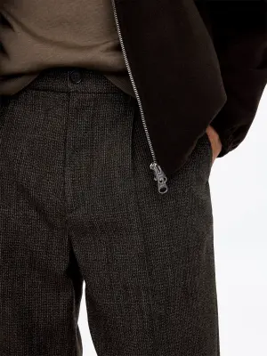 Pantalon large en laine - Marron — photo 3