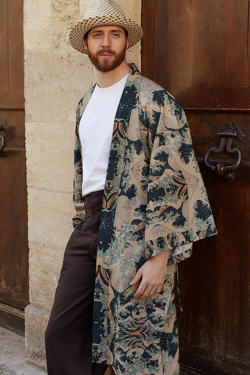 Kimono en coton lin Hokusai