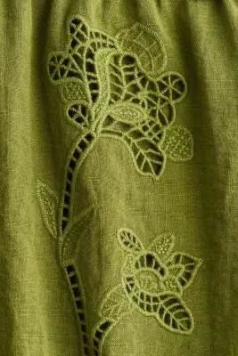 Short avec broderie anglaise - Vert — photo 5