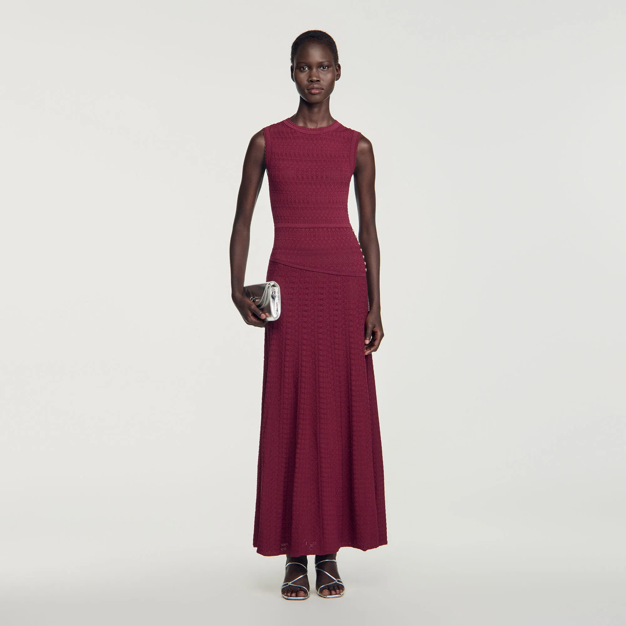 Robe longue en maille pointelle