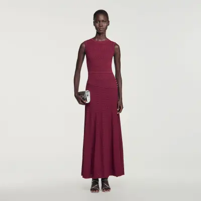 Robe longue en maille pointelle
