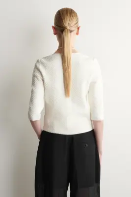 CARDIGAN EN MAILLE JACQUARD - CRÈME — photo 4