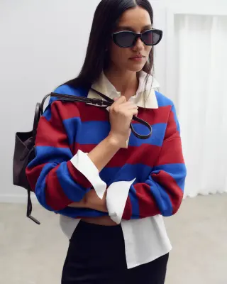 Polo oversize - Bleu vif/rayé — photo 3
