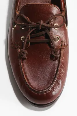 Chaussures de pont en cuir - Marron foncé — photo 2