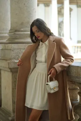 Colette Wrap Coat - Beige fishbone — photo 5