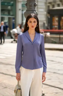 Rhea Silk Blouse - Grey blue — photo 3