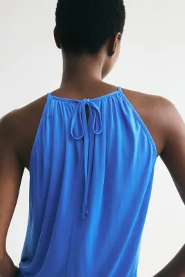 Robe à effet drapé avec bretelles fines - Bleu vif — photo 3