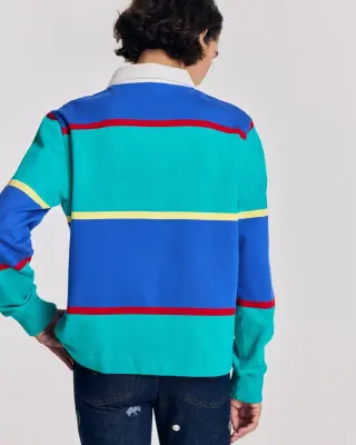 Sweat-shirt Charles rayures bleu et vert — photo 5