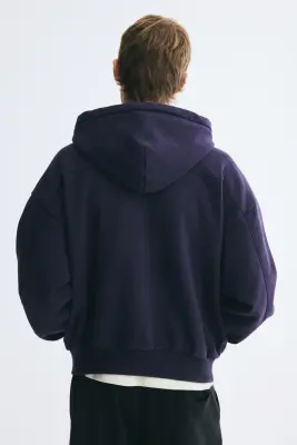 Veste à capuche zippée Oversized Fit - Bleu foncé — photo 4