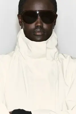 VESTE À COL CHEMINÉE EN NYLON - ÉCRU — photo 3