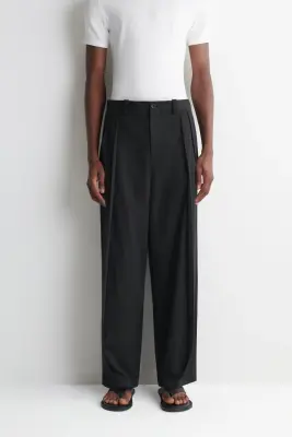 PANTALON LARGE DÉCONTRACTÉ EN COTON - NOIR — photo 4