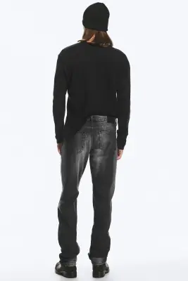 Jean droit ajusté taille basse Comet - Imperial Black - Noir — photo 3