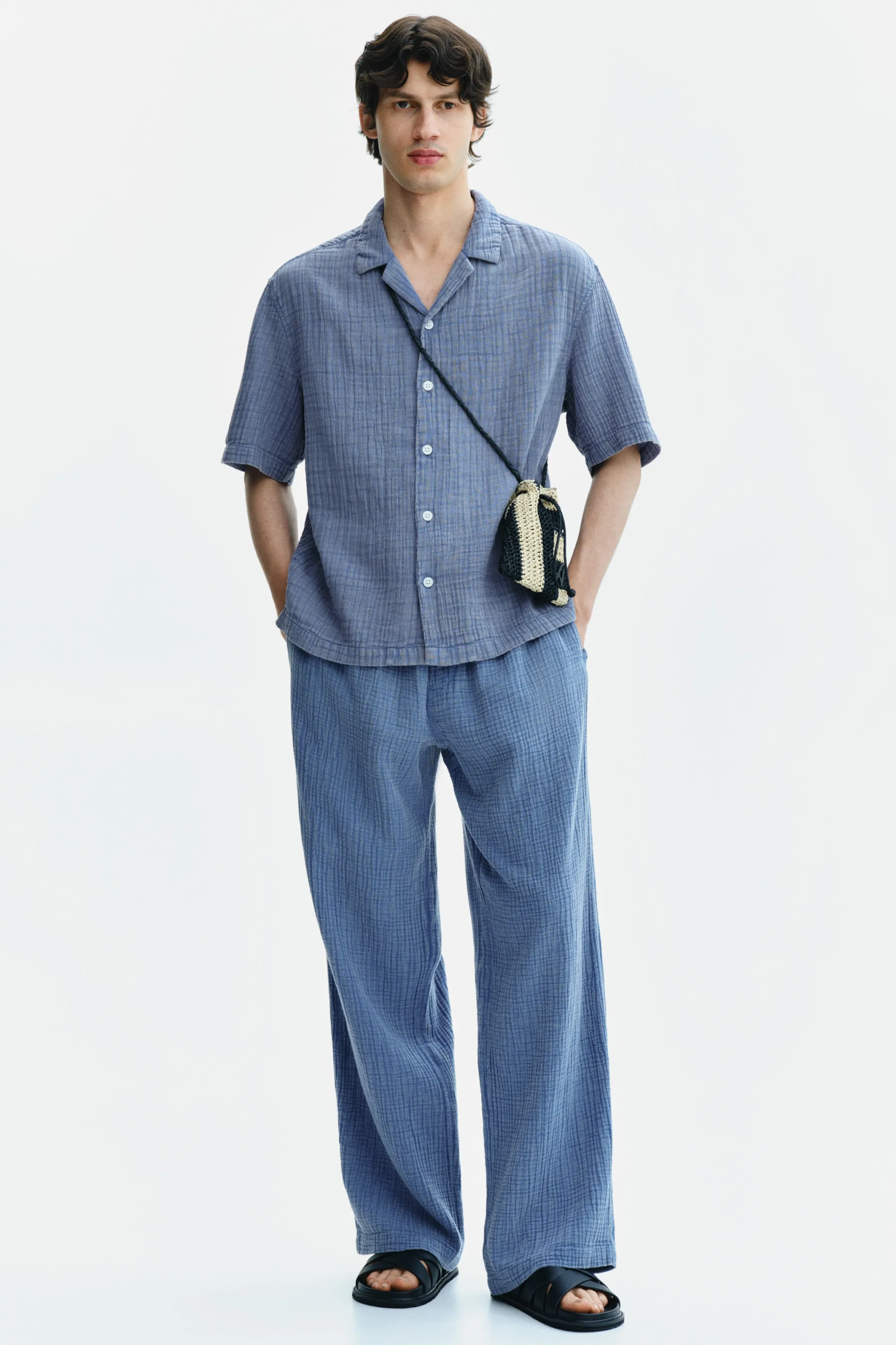 Chemise Relaxed Fit en mousseline - Bleu ancien
