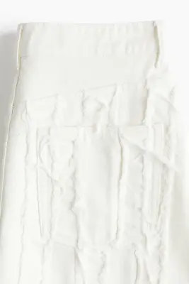 Minijupe frangée en denim - Blanc — photo 1