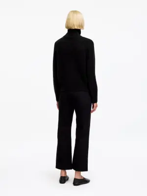 Pull demi-zippé en mélange d'alpaga - Noir — photo 2
