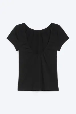 T-shirt court avec dos ajouré - Noir — photo 3