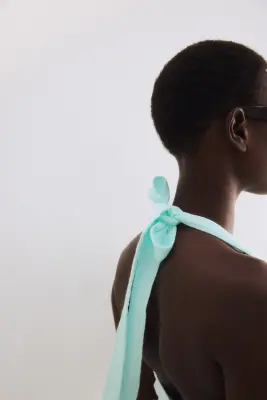 Robe de plage dos nu en coton - Turquoise clair — photo 3