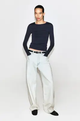 TOP SLIM EN LAINE MÉRINOS - BLEU MARINE — photo 2