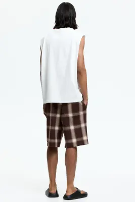Short Loose Fit - Marron foncé/carreaux — photo 3