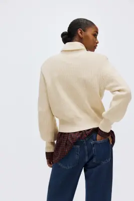 Pull à épaulettes - Crème — photo 3