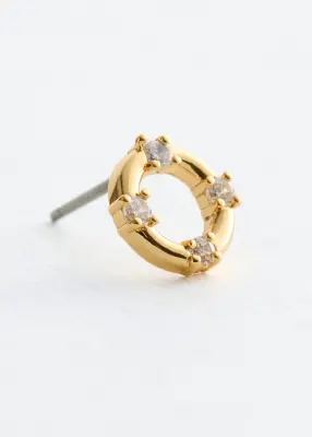 Clous d'oreilles ornés de strass - Doré — photo 1