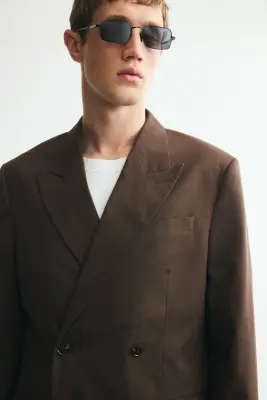 Veste Relaxed Fit à fermeture croisée - Marron — photo 1