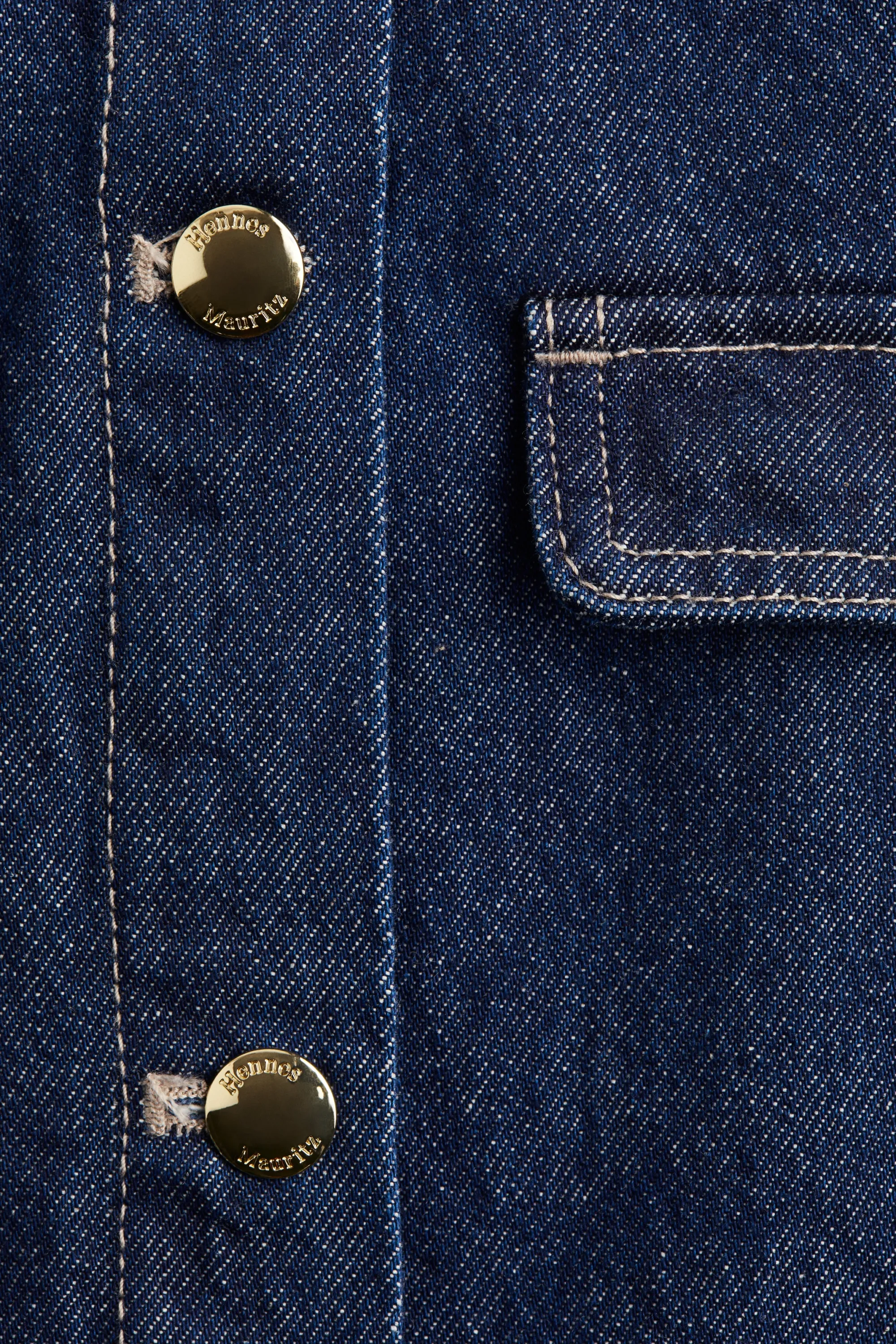 Veste sans col en denim - Bleu denim foncé