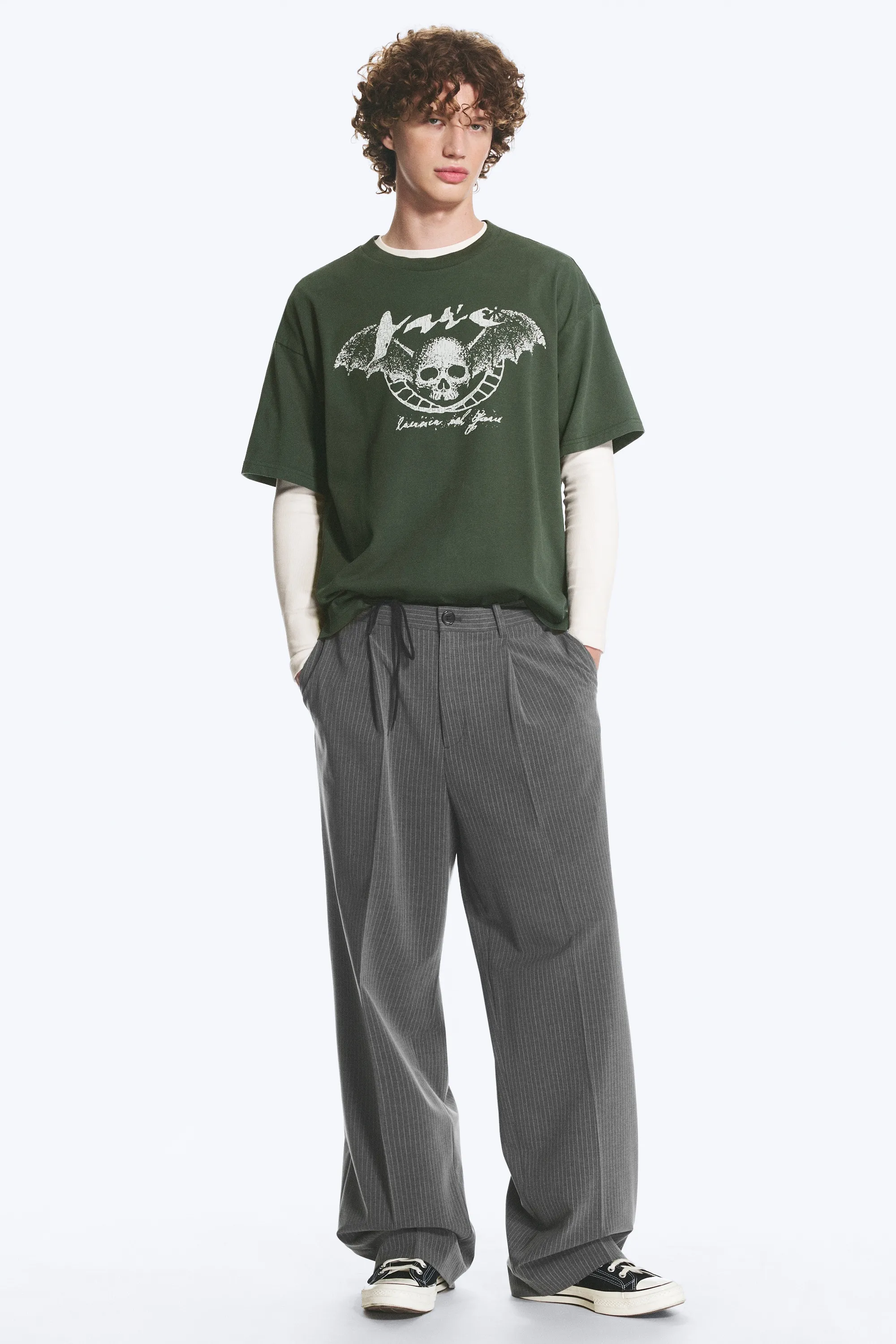 Pantalon de tailleur ample Uno - Gris foncé rayé