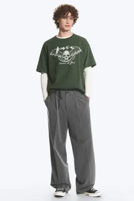 Pantalon de tailleur ample Uno - Gris foncé rayé — photo 1