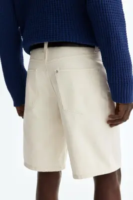 Short Relaxed Fit en denim - Crème — photo 3