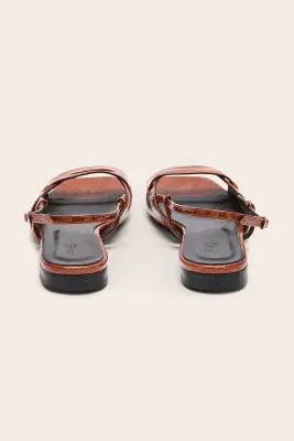 Sandales Dona vernis embossé camel — photo 4