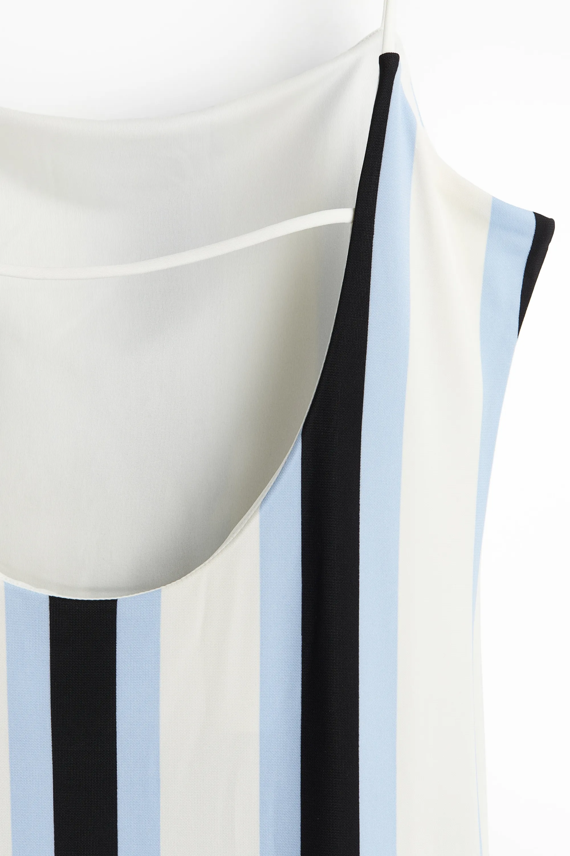 Robe midi avec bretelles à nouer - Blanc/rayé