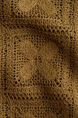 Short en soie mélangée façon crochet - Vert olive foncé — photo 2