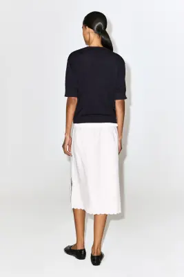 T-SHIRT EN MAILLE DE COTON - BLEU MARINE — photo 4