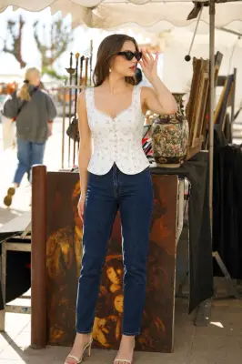 Eda Cotton Blouse - Cream lavender floral — photo 3
