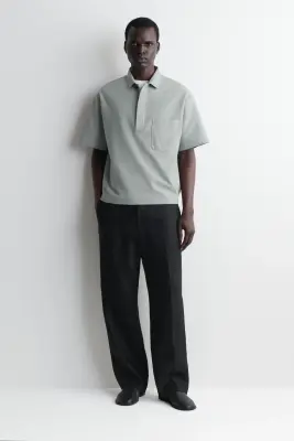 CHEMISE POPOVER EN COTON PIQUÉ - GRIS — photo 4