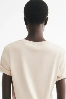 T-shirt en soie mélangée - Beige clair — photo 2