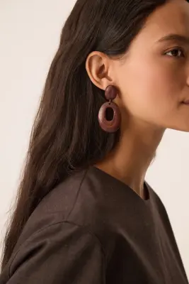 Boucles D'Oreilles Marine Bois — photo 2