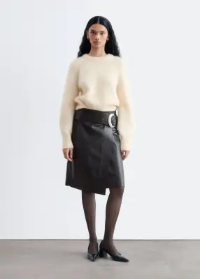 Pull en mohair mélangé à manches bouffantes - Beige clair — photo 1